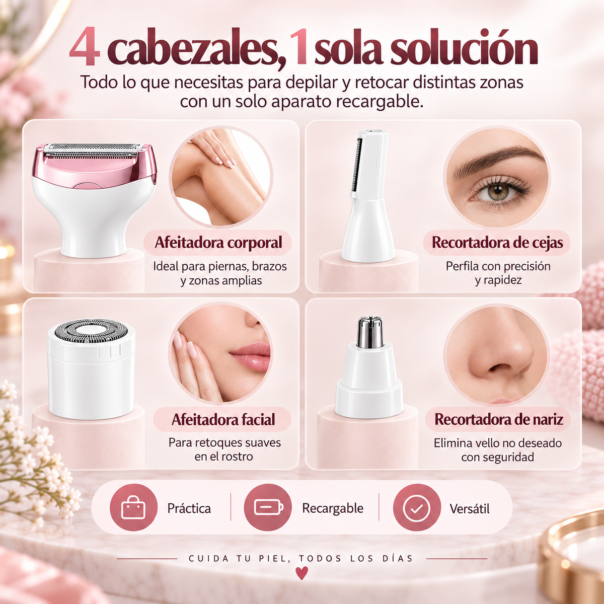 DEPILADORA RECARGABLE 4 EN 1
